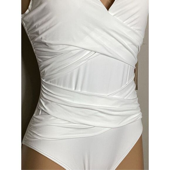 New. Tommy Bahama white cross front swimsuit. Size 8. Retail $140 - Picture 4 of 10